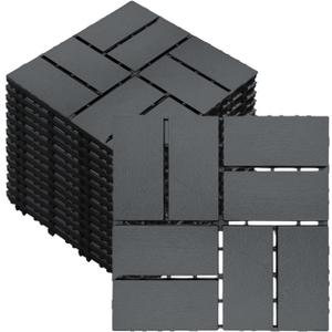 12 PCS 12x12 Inch Interlocking Deck Tiles - Waterproof All-Weather Outdoor Patio Flooring for Pool, Balcony, Backyard, Porch & Garden, Dark Grey