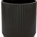 Amazon Basics Fluted Ceramic Round Planters,  10 inch, Black