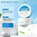 2PCS White Shoe Cleaner Cream, Multipurpose No-Wash Cleaning Solid Paste, MultiFunctional Sneaker Cleaner with Sponge Removes Stains for Sneakers