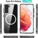 for Samsung Galaxy S21+ Plus Clear Case with Magnetic, Anti-Yellowing TPU & PC Back Cover Camera Protection, Wireless Charging Compatible