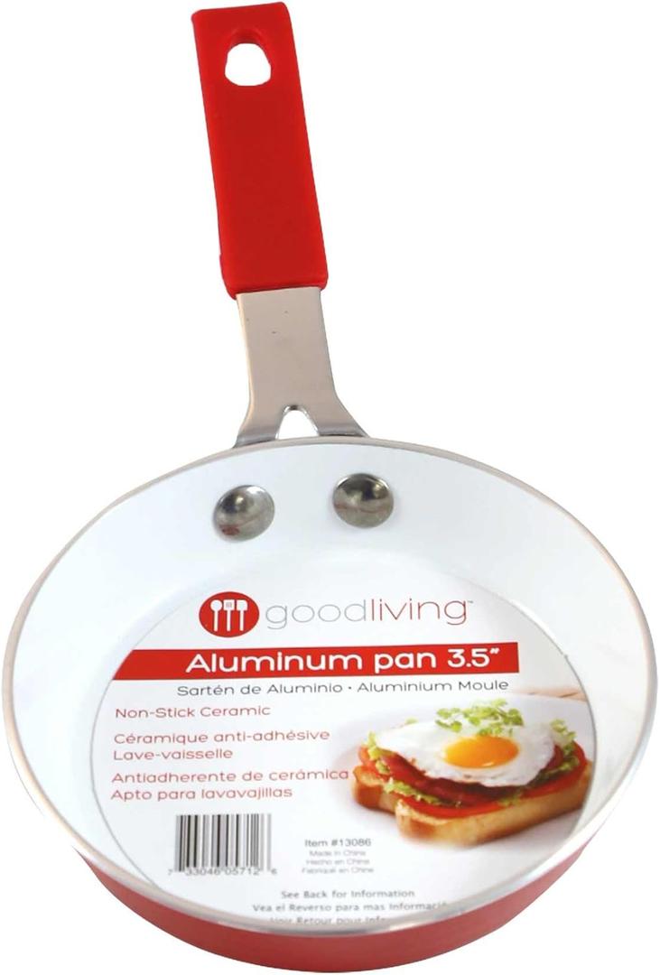 Good Living 3.5" Fast-Heating Aluminum Single-Egg Pan, Colors Vary, 1-Pack, Non-Stick Ceramic, Aluminum Frying Pan, Great For Pancakes, French Toast, Eggs, Omlets, And Much More
