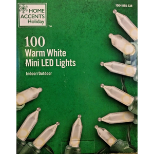 Home Accents Holiday 100ct Warm White LED Mini String Lights w/Green Wire NEW