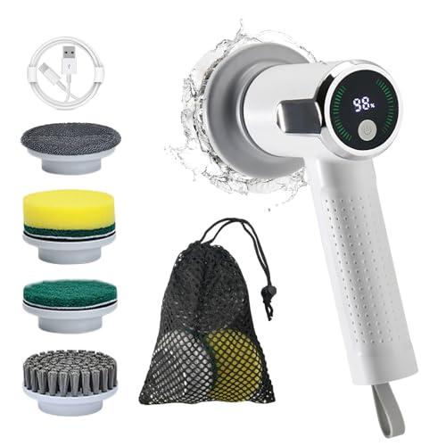 Aminleter Electric Spin Scrubber Cordless Cleaning Brush with Replaceable Brush Heads, Rechargeable Power Scrubber for Bathroom Shower Floor Window Tub Sink