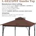 SCOCANOPY Replacement Canopy Top for 8' x 8' Gazebo #L-GZ375PST,(Brown)
