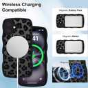 OOK Magnetic Case Fit for iPhone 16 Plus 6.7 Inch (Compatible with MagSafe) Curly Wave Frame Phone Cover with Black Leopard Print Anti-Scratch Shockproof Protection Case for Women Men - Black