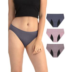 Neione Period Underwear for Women Girls, High-Cut Cheeky Bikini Leakproof Panties, Stretch Breathable (X-Large, 3-pk Senses)
