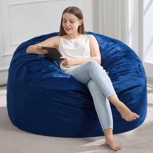 Hobestluk 3FT Bean Bag Chair Giant Bean Bag Chairs for Adults Large Bean Chairs with Removable Cover, Beanbag Chair with Filler, Adult Bean Bag Chairs for Living Room, Bedroom (3FT - 36" x 36" x 22", Blue)