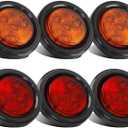 Partsam 10Pack(5 Amber + 5 Red) 2" 4LED Round Trailer Side Marker Light Grommet Flush Mount, [DOT Approved] Sealed 2 inch Clearance Lights with Reflex Lens for Truck RV Camper, IP67 Waterproof, 12V
