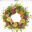 WreathDream Artificial Spring Wreaths for Front Door Summer Door Wreath with Multicolor Daisy for Front Door Indoor Outdoor Farmhouse Home Wall Window Festival Wedding Decor