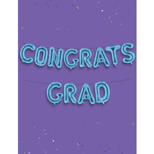 HOUSE OF PARTY Blue Congrats Grad Balloons Banner - 16 Inch Blue Graduation Foil Balloons for Graduation Party Decorations 2024, Congratulations Backdrop Balloons for Class of 2024 Graduation Decor