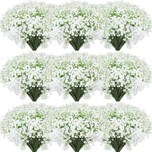 Janinka 23 Pcs Artificial Baby Breath Flowers Fake Gypsophila Bouquets 20.8 Inch Faux Gypsophila Flowers DIY Floral Bouquets for Arrangement Wreath Wedding Party Decor (White)