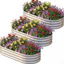 AHEONLAR 3 Pack 631ft Galvanized Raised Garden Bed, Oval Metal Garden Bed Planter Boxes Outdoor, Durable Raised Garden Beds Outdoor for Vegetables, Flowers, Silver