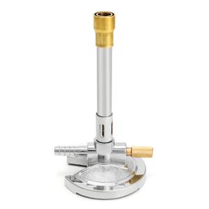QWORK Lab Bunsen Burner with Flame Stabilizer and Gas Regulator, Threaded Needle Valve, for Lab Heating & Propane & Natural Gas, Heating Tool (1 Pack)