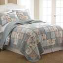 Chezmoi Collection Abbi 3-Piece Shabby Chic Bedding Oversized King Quilt Set Pre-Washed Cotton Floral Coverlet Bedspread Ruffled Patchwork Quilt, Oversized King Size