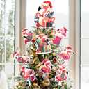 Christmas Pink Flamingo Ornaments for Christmas Tree Flamingo Tree Topper 9Pcs for Xmas Tree Top Decoration Indoor Outdoor Home Decor Holiday Party