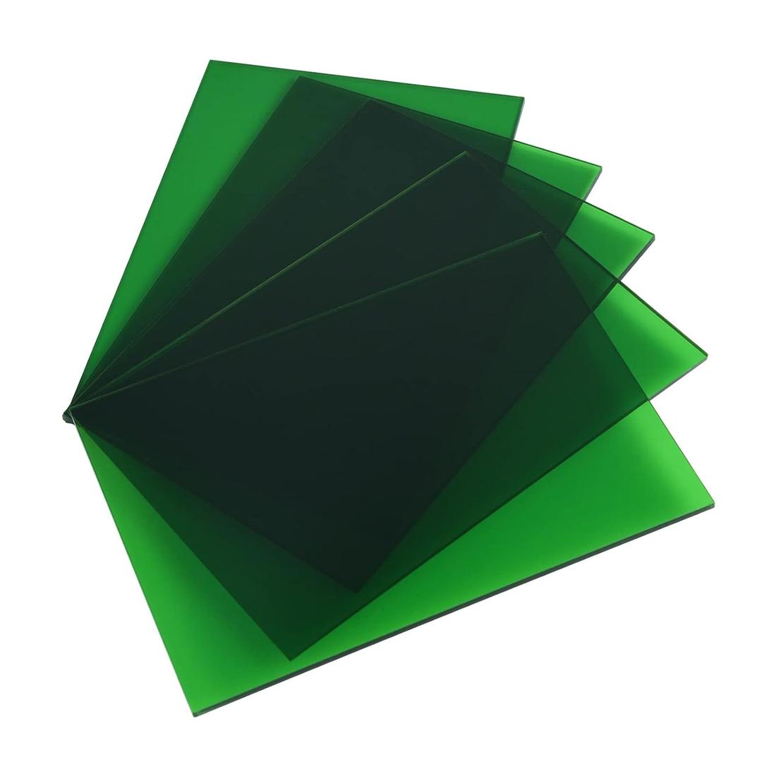 5 Pack Acrylic Sheet Green Transparent Colored Translucent Sheets Easy to Cut for DIY Art Projects,Crafting,Display Project,Signs,Painting,Laser Cutting Plastic Plexiglass Panel 5x7 2.8mm Thick