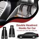 2 Pack Car Seat Hooks for Headrest, Double Headrest Purse Hook for Car, Car Seat Back Storage Hook with Metal Hooks, 2 in 1 Car Purse Hook Storage Accessories for Handbags Phone Bags