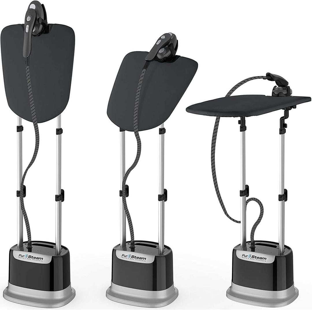 Professional Series Garment Steamer Accessories for Clothes Dual-Pro Iron, 1800 Watt Power and a Large Water Tank, Built-in Ironing Board and Garment Hanger, 1 Pack