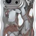 Caseative for iPhone 14 Pro Case,Water Ripple Wave Meteorite Bubble Chrome Plating Electroplated Candy Phone Case (Silver)