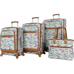 Lily Bloom Luggage Set 4 Piece Suitcase Collection With Spinner Wheels For Woman (Totally Paw Some)
