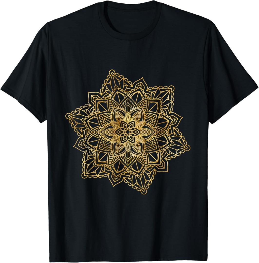 Mandala Sacred Fractal Geometry Art Yoga Mantra Good Vibes T-Shirt, XL