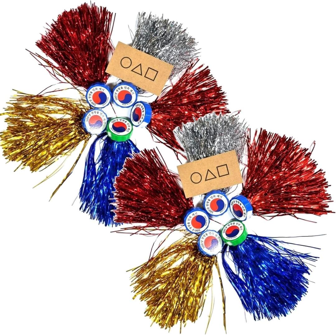 Jaegi with The Bell (Jegi chagi) Korean Old Game 5 pcs + Korean Game Invitation Card 1P - Kick Shuttlecock, Hackysack (Random Color)  (2 Pack)