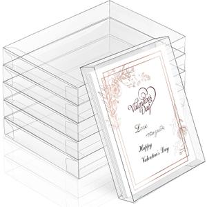Sintuff 100 Pcs Clear Card Box Greeting Card Storage Boxes Clear Plastic Card Box for Greeting Cards 5.39 x 7.36 x 1 Inches Photo Storage Box Rectangle Small Boxes for Favors