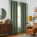 PONY DANCE Light Green Velvet Blackout Curtains 84 Inches Long for Bedroom, Luxury Thermal Insulated Grommet Room Darkening Window Drapes for Living Room, Cortinas de Terciopelo, 2 Panels Set 52Wx84L