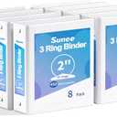 SUNEE 3 Ring Binders 2 Inch 8 Pack, Clear View Binders Three Ring PVC-Free (Fit 8.5x11 Inches) for School or Office Supplies, White