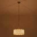 Gold Drum Chandelier 4-Light, Modern Drum Pendant Lighting Fixture with Tiffany Glass Shade, 16 Round Ceiling Hanging Light for Bedroom Dining Room Kitchen Entryway Living Room (Gold)