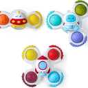 LiKee Strong Suction Cup Fidget Rotating Sensory Bath Toys for Baby Christmas Stocking Stuffers, Airplane Car Travel Table & Window Toys for Toddler Boys and Girls, 10+ Months
