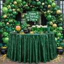 B-COOL Round Sequin Tablecloth Party Decor: 120 Inch Table Cloth Emerald Green Glitter Fabric Overlay for Indoor Outdoor Dining Parties Home St. Patrick's Day