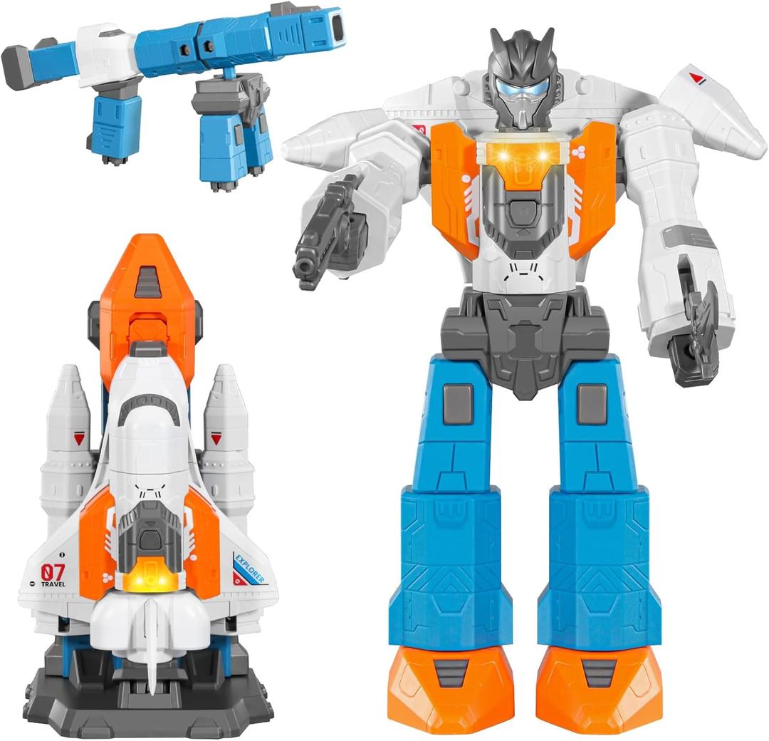 Miebely Magnetic Transform Robot Toy, 3 in 1 Large STEM Construction Transforming Toy for Toddlers, Kids Action Figure Robot for Boy and Girls, Education Gifts for Kid 3 4 5 6 7 Birthday Christmas