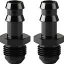 8AN Male Flare to 1/2 Hose Barb Straight Fitting Adapter Aluminum Black 2PCS