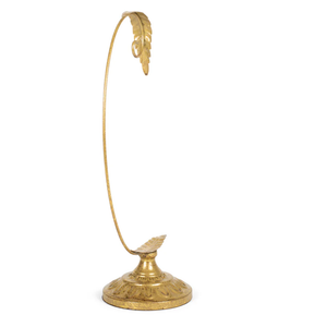 DEMDACO Leaf Pattern Gold Tone 12 x 7 Iron Metal Christmas