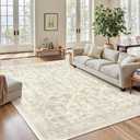 Soalmost Area Rugs 5x7, Washable Rug, Stain Resistant 5x7 Area Rugs for Living Room Bedroom Dining Room, Vintage Gray Farmhouse Rug Beige