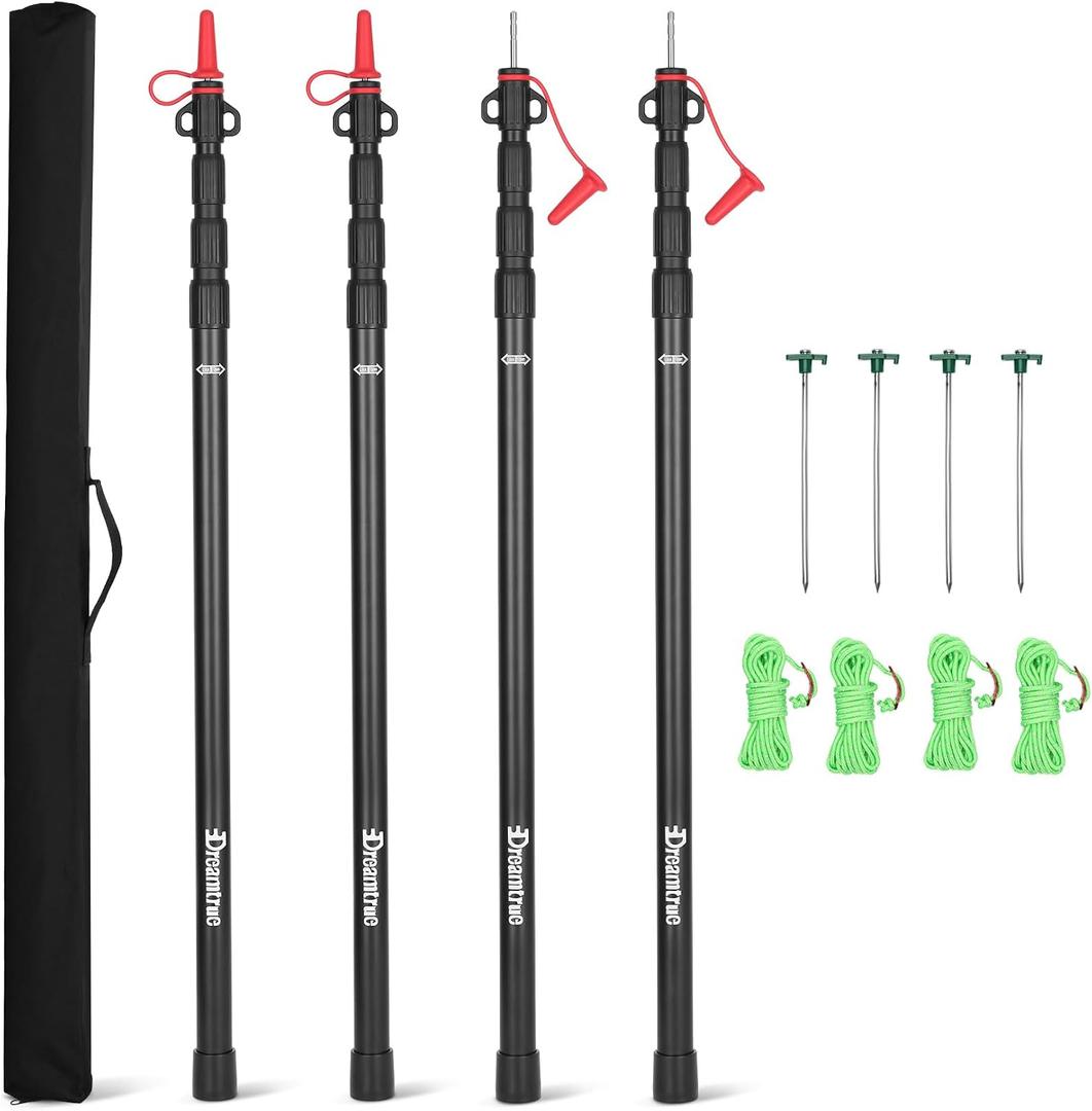 Mini Adjustable Telescoping Support Rods Dreamtrue Tarp Poles Telescoping, Upgraded 4-Section Adjustable Tent ...