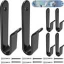 Horizontal Snowboard Wall Mount Clips - Snowboard Wall Rack Storage and Display for Room, Garage (black 6 pcs)