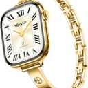 Missair Slim Bands Compatible with Apple Watch 38mm 40mm 41mm 42mm 44mm 45mm 46mm 49mm for Women, Thin Bracelet Dressy Designer Stainless Steel Metal Strap for iWatch Series 11 10 9 8 7 6 5 4 SE Ultra (Gold)