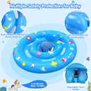 Baby Pool Float with Canopy, Inflatable Baby Swim Float with UPF50+ Sun Protection, Toddler Infant Pool Float with Toy Play Console Adjustable Safety Seat for Kids Girls Boys Aged 6-36 Months