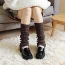 Leg Warmers for Women Winter Leg Warmers Y2k Cute Knit Long Socks for Girls (Brown)