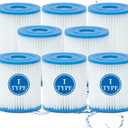 Type I Pool Filter Cartridge, Replacement Filters Cartridge for 58093, for Swimming Pool Filter RX330 Filter Pump, for 300/330 Gal/H Filter Pumps (8 Pack)