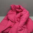 MEROKEETY Women's 2025 Winter Long Sleeve Zip Puffer Jacket Pockets Baggy Short Coats, HotPink, Small