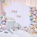 Metal Arch Stand and Cover Set 3,3Pcs Gold Wedding Arch Backdrop Stand with 3 White Spandex Arch Backdrop Cover for Birthday, Party, Baby Shower, Ceremony Decor(4.9ft,5.9ft,6.6ft)
