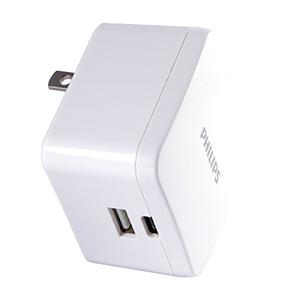 PHILIPS iPhone USB Wall Charger Block, 22.5W Charging Block with USB C and USB A for iPhone 16, 15, 14 Series, iPad, Power Adapter Cube, Foldable Plug Charging Box, White, DLP2507PTS1/27