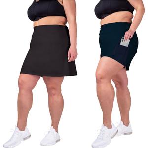 2 Pack Skorts Plus Size Skirts for Women High Waisted Active Skort Golf and Tennis Skirts for Women Black and Black 2X