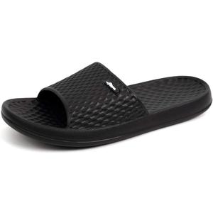 FUNKYMONKEY Womens Bathroom Shower Slippers Indoor Home Beach Non Slip Sandal (Black)