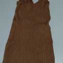 MEROKEETY Womens Summer Spring Midi Dress 2026 Beach Vacation Bodycon V Neck Casual Sleeveless Ribbed Knit Sweater Dresses (Medium, Coffee)