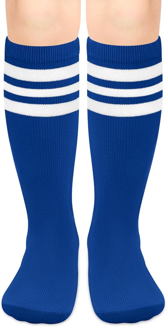 Sarfel Kids Soccer Socks Toddler Baseball Socks Youth Softball Sock Boys Football Sock Team Sports Girls Athetic Accessory (Blue)