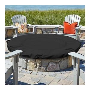 57 Inch Firepit Cover Round for Built-In Stone Fire Pit - Outdoor In-Ground Firepits Covers Accessories (Black)
